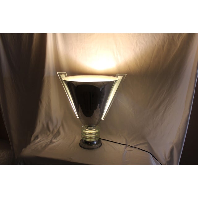 Original Art Deco Glass Inserts Polished Chrome Finish Up-Light | Chairish