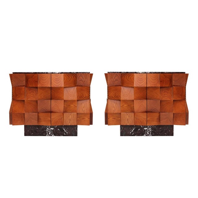 Modern Sideboards in Wood with Burgundy Marble Top, Italy, 2000, Set of 2 For Sale - Image 12 of 12