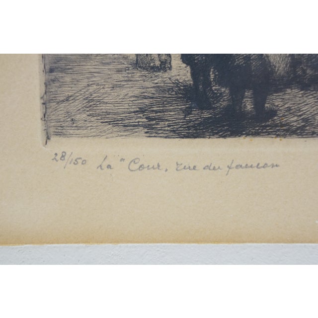 Printmaking Materials Antique Belgian Kurt Peiser La Cour Rue Du Faucon Falcon Street Etching 17" For Sale - Image 7 of 11