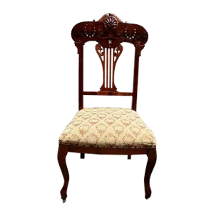 19th Century Mahogany Victorian Side Chair with Inlaid Mother of Pearl