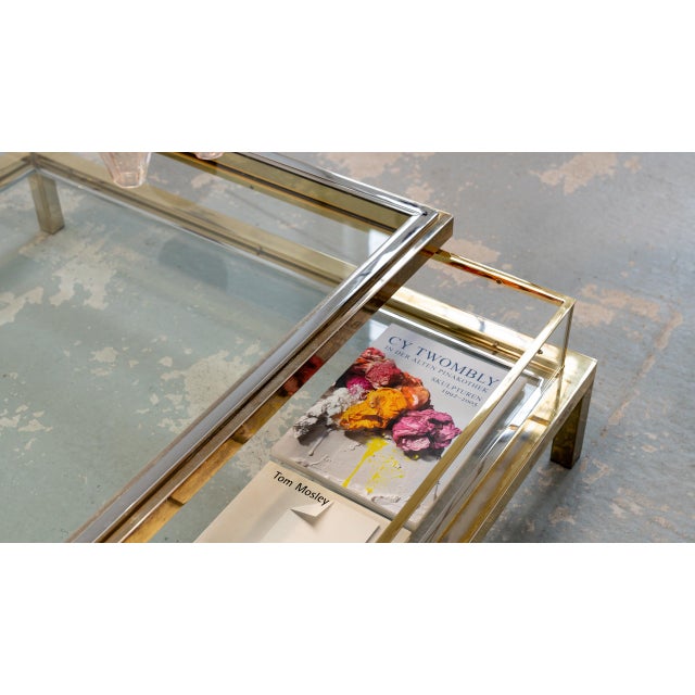 Hollywood Regency Hollywood Coffee Table in Chrome, Brass, Steel & Glass from Maison Jansen, 1970s For Sale - Image 3 of 17