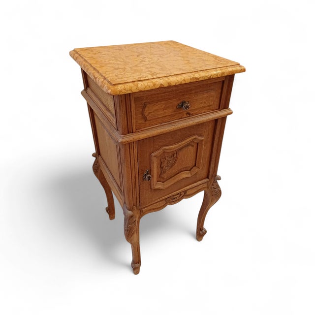 Louis XVI French Nightstand with White Marble Top, 1940s For Sale - Image 6 of 13
