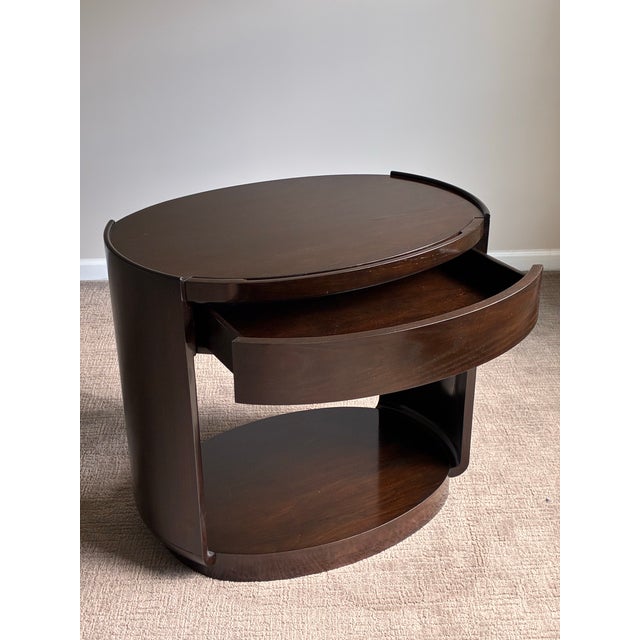 Pair of Barbara Barry for McGuire Modern Oval Nightstands / End Tables For Sale - Image 10 of 12
