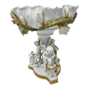 Antique Cherubs Centerpiece Compote With Small Vase Moore Brothers British