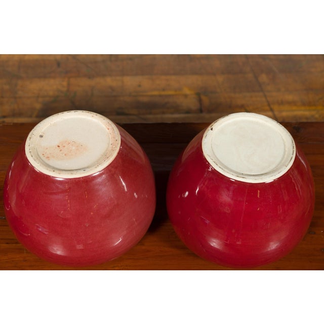 Vintage Chinese Oxblood Finish Jars - A Pair For Sale - Image 4 of 13