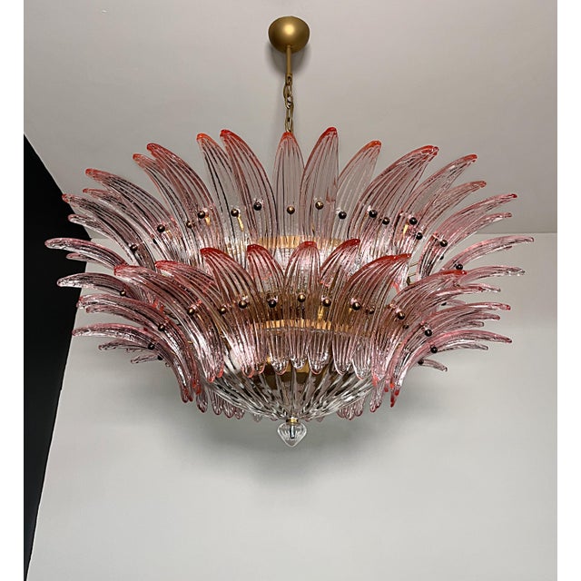 Pink Murano Glass Palmette Chandelier, 1990s For Sale - Image 8 of 18