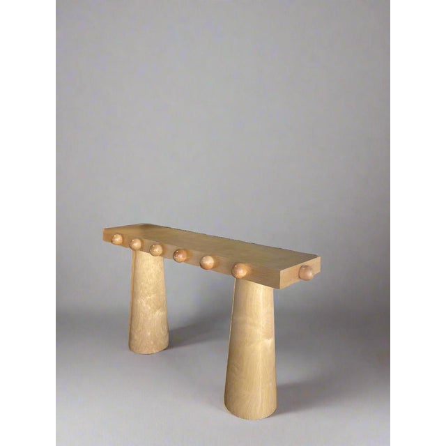 Wood Dot 65 Inch Modern Architectural Console Table with Ball Design in Light Oak For Sale - Image 7 of 8