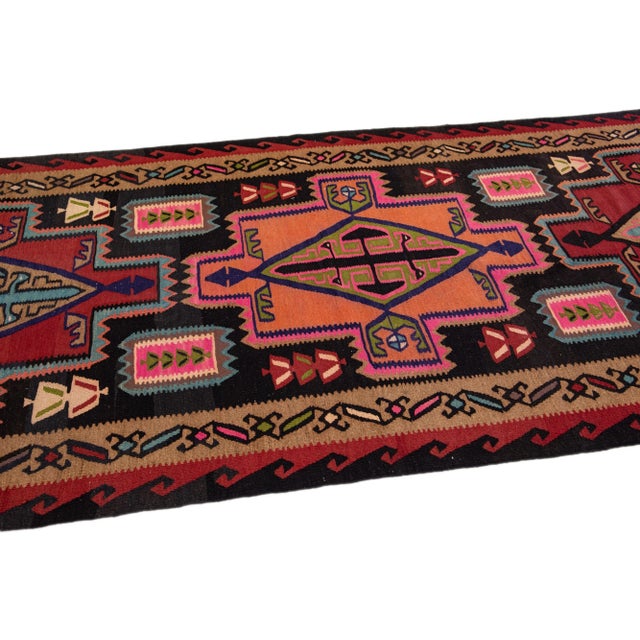 Tribal 1960s Vintage Turkish Kilim Multicolor Handmade Tribal Wool Rug For Sale - Image 3 of 8