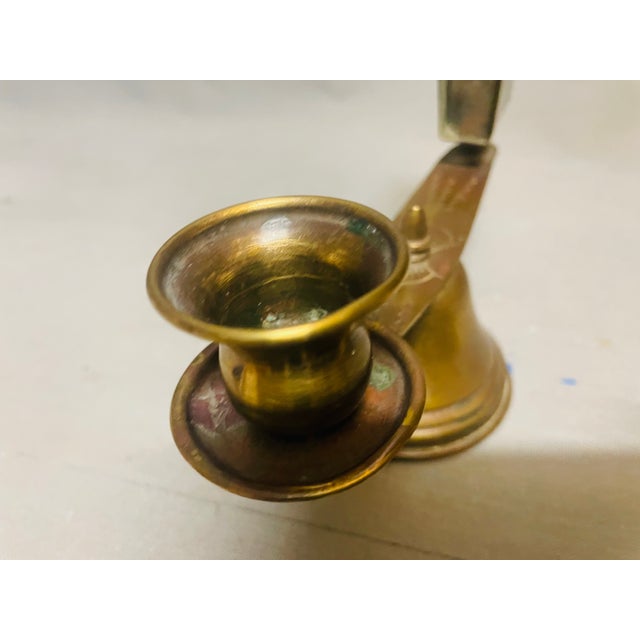 1930s Portuguese Church Brass Candleholder with Matchbox Holder by Ferreira, 1930s For Sale - Image 5 of 8
