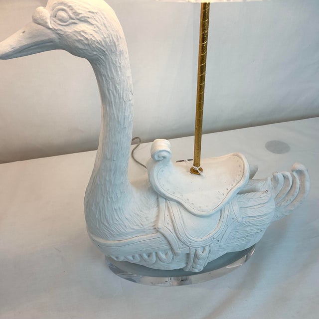 Vintage 1960's Plaster Carousel Goose Lamps For Sale - Image 9 of 14
