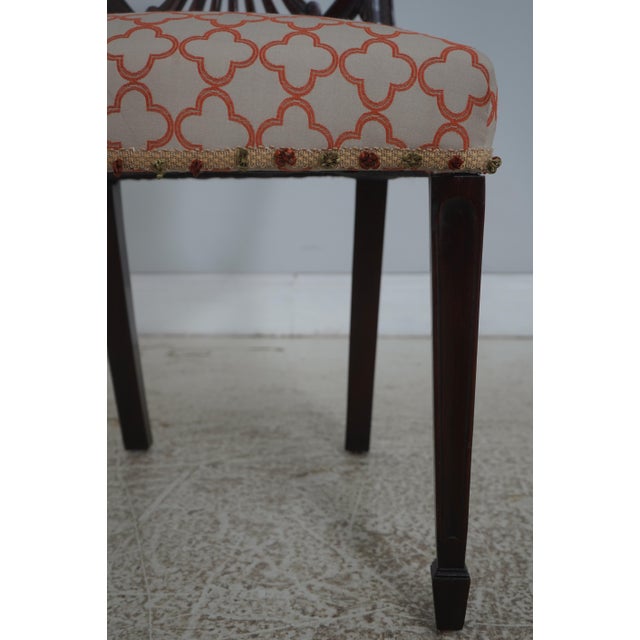 Wood Set of 8 Stickley Federal Shield Back Mahogany Dining Room Chairs For Sale - Image 7 of 18