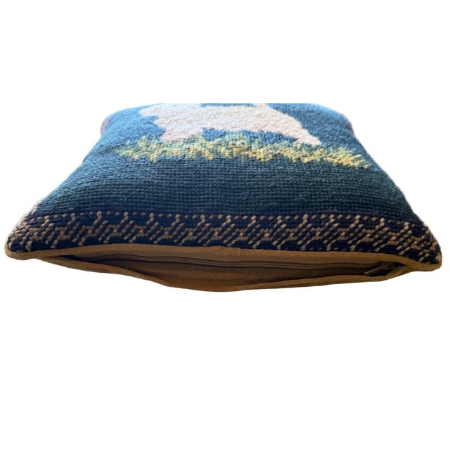 This sweet decorative pillow has a needlepoint scene of a stocky little Westie happily standing on a patch of grass in a...