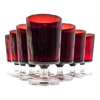 Ruby Red Goblets- Set of Ten For Sale