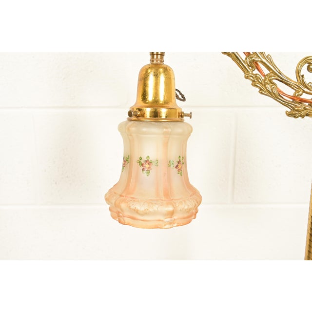 Art Deco Antique Art Nouveau Brass Bridge Arm Floor Lamp For Sale - Image 3 of 11