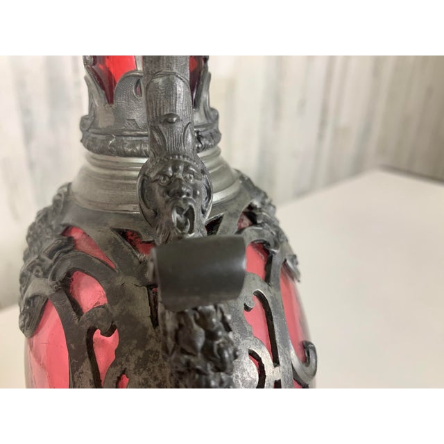 19th Century Pewter and Cranberry Glass Clarets For Sale - Image 9 of 12