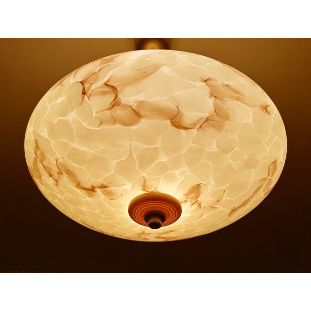 Art Deco Pendant Light in Ivory Marble Glass, 1930s For Sale - Image 16 of 18
