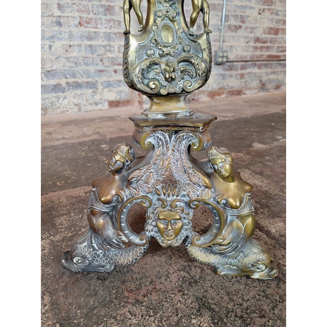 19th Century Large French Figural Nude Bronze Fireplace Chenets -A Pair For Sale - Image 10 of 11