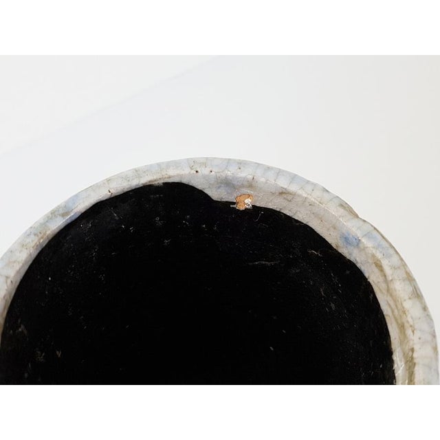 Terracotta Ceramic Vase with Blue and White Flowers For Sale - Image 10 of 11