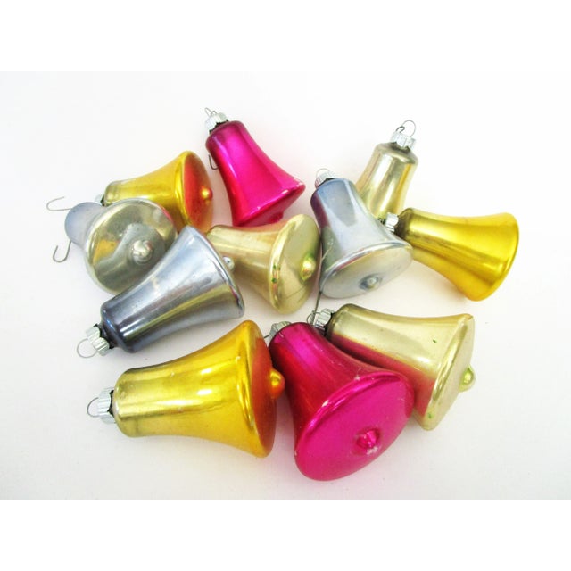 Gold 1960s Blown-Glass Bell Shaped Ornaments, S/11 For Sale - Image 8 of 8