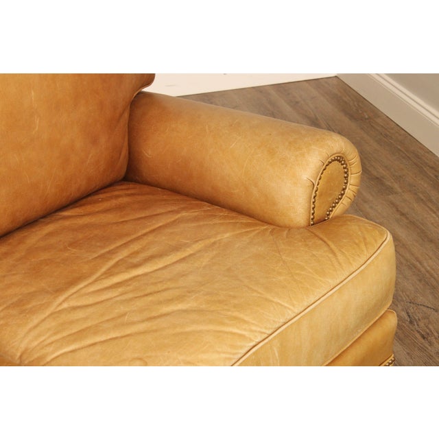 Early 21st Century Leathercraft Traditional Tan Leather Upholstered Sofa Chairish