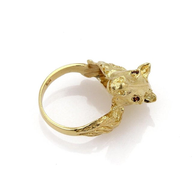 Mid 20th Century Horse Head Ring Ruby Eyes 18k Yellow Gold Size 5.5 For Sale - Image 5 of 7