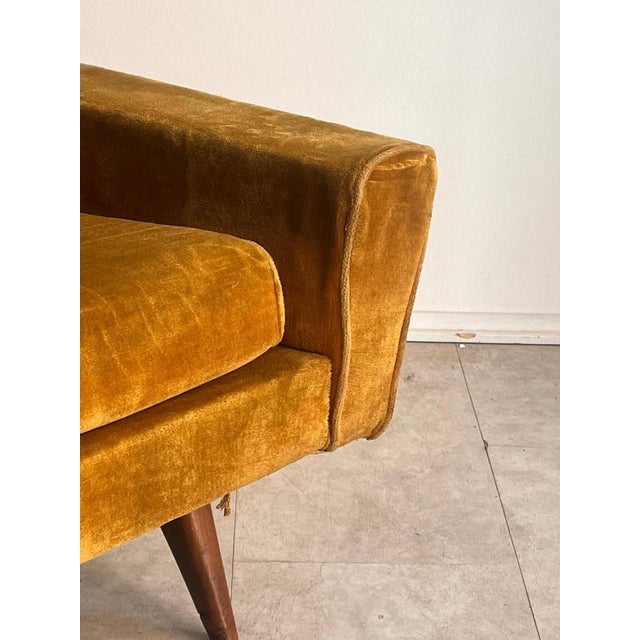 1950s Italian Ochre Velvet Chairs, 1950s, Set of 2 For Sale - Image 5 of 17