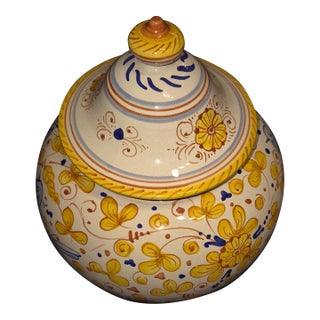 Vintage l'Antica Di Deruta Hand-Painted Ceramic Covered Tureen / Casserole Dish - Made in Italy Fd For Sale