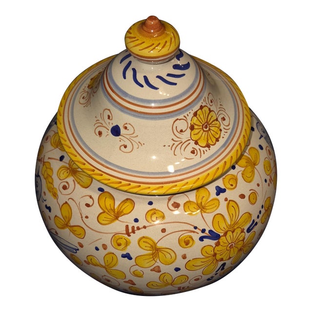 Vintage l'Antica Di Deruta Hand-Painted Ceramic Covered Tureen / Casserole Dish - Made in Italy Fd For Sale
