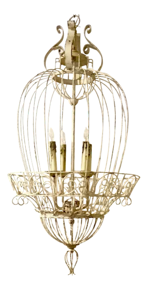 Boho Chic Aged White Lantern Pendant