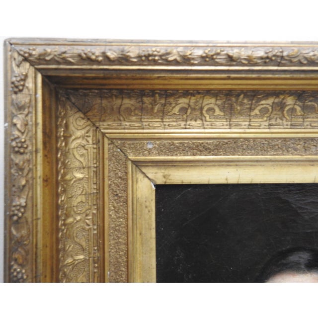 Late 19th Century 19th Century Victorian Oil on Canvas Portrait of Young Man in Gilt Frame For Sale - Image 5 of 9