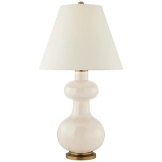 Christopher Spitzmiller by Visual Comfort Signature Chambers Medium Table Lamp in Ivory with Natural Percale Shade For Sale