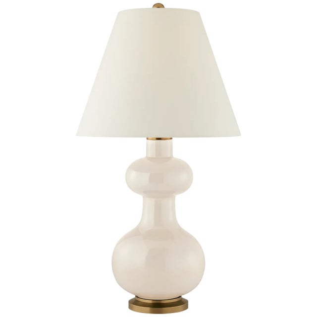 Christopher Spitzmiller by Visual Comfort Signature Chambers Medium Table Lamp in Ivory with Natural Percale Shade For Sale