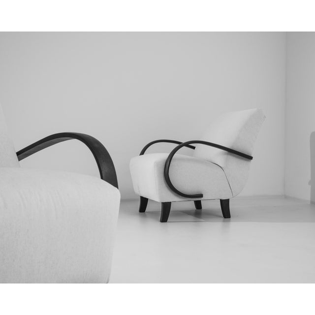 1930s Czech Upholstered Armchairs by J. Halabala, a Pair For Sale In Greensboro - Image 6 of 6