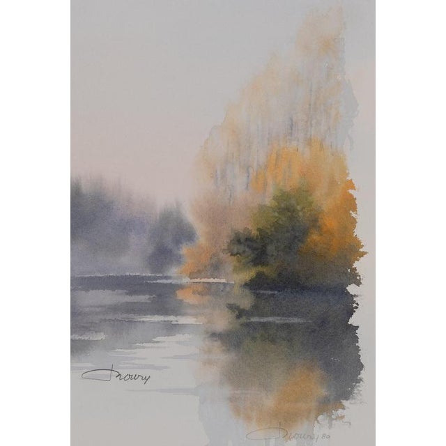 Jacques NOURY (1927-2021) Reflections by the Lake, 1980 Original watercolor Signed and dated in pencil On thin card, 20 x...