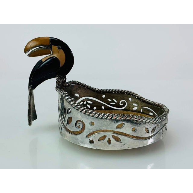 Elegant silver-plated wine bottle coaster designed by Emilia Castillo in Taxco, Mexico, circa 1985. The round silver plate...