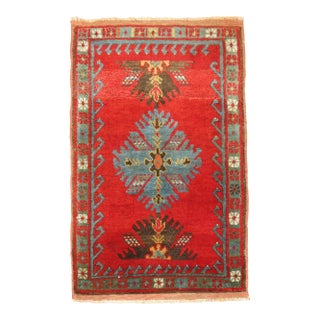 Antique Turkish Yastik Oushak Rug Mat For Sale