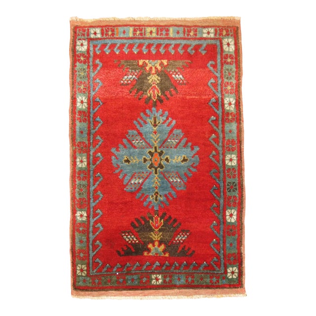 Antique Turkish Yastik Oushak Rug Mat For Sale