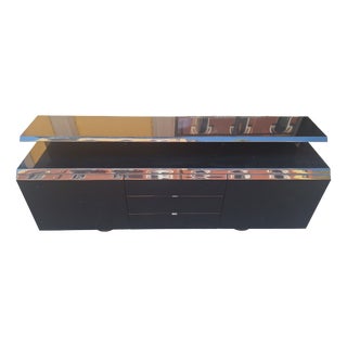 Vintage Sideboard in Black Lacquered Wood by Giovanni Offredi for Saporiti, 1970s For Sale