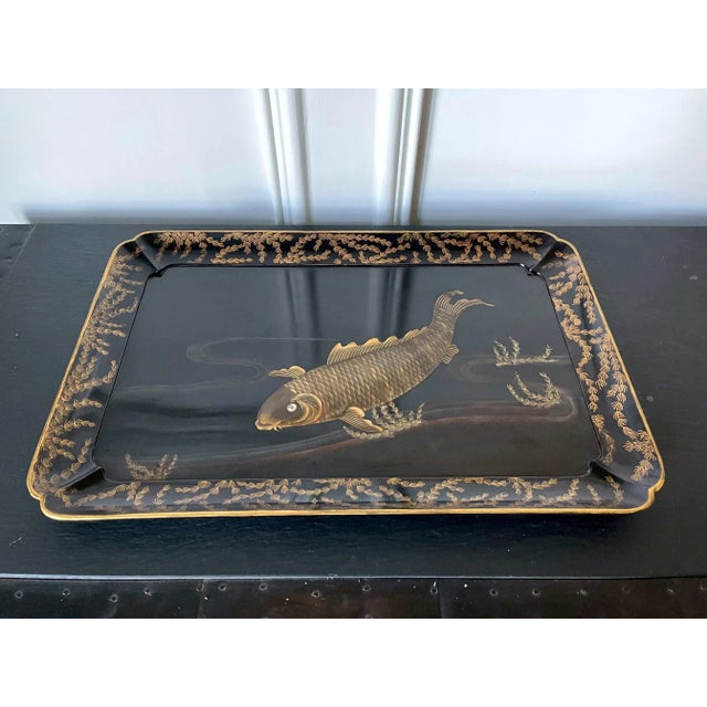 A large rectangular tray with scalloped corners and slightly raised gallery rim circa late 19th century to early 20th...