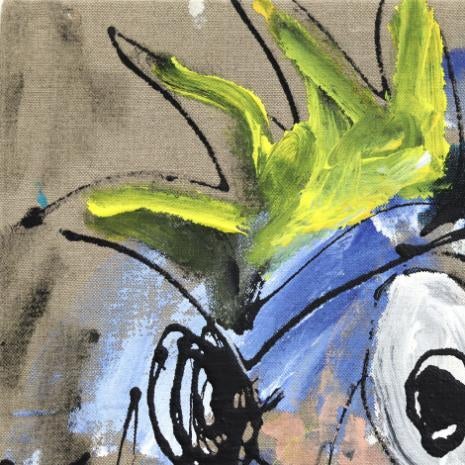 The Neighborhood After Midnight - Original Blue Urban Pop Art Acrylic and Oil Stick Painting on Canvas For Sale In Los Angeles - Image 6 of 9