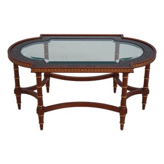 John Widdicomb Neoclassical Glass Top Coffee Table For Sale