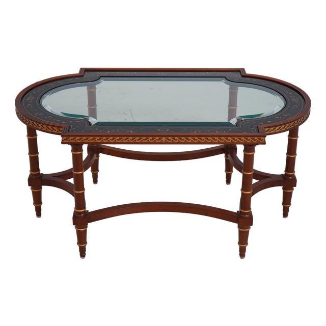 John Widdicomb Neoclassical Glass Top Coffee Table For Sale