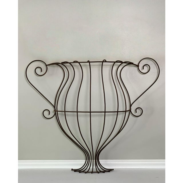 Antique Large Neoclassical Style Wrought Iron Urn Form Demilune Wall Planters, Pair For Sale - Image 4 of 16