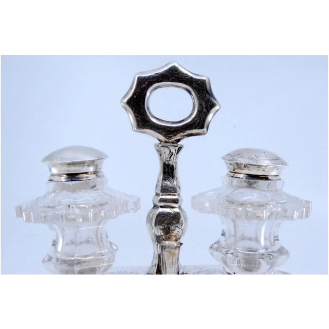 Hexagonally Cut Glass Silver Salt and Pepper Shakers, Set of 3, in Very Good conditions. Designed from 2000 This piece has...