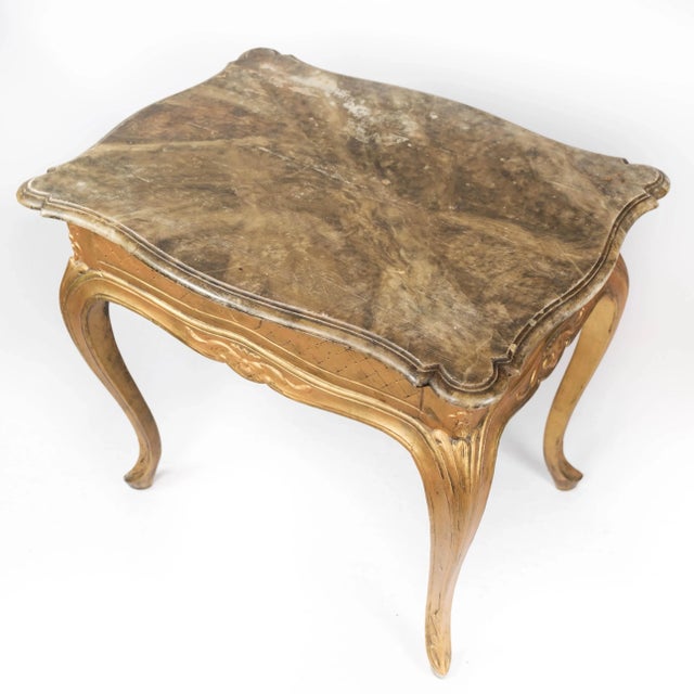 Wood Rococo Revival Side Table with Marble Table Top and Frame of Gilded Wood, 1860s For Sale - Image 7 of 13