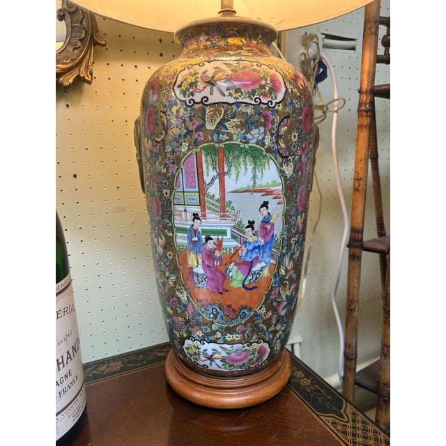 Antique 19th Century Chinese Rose Medallion Vase Lamp For Sale - Image 11 of 12