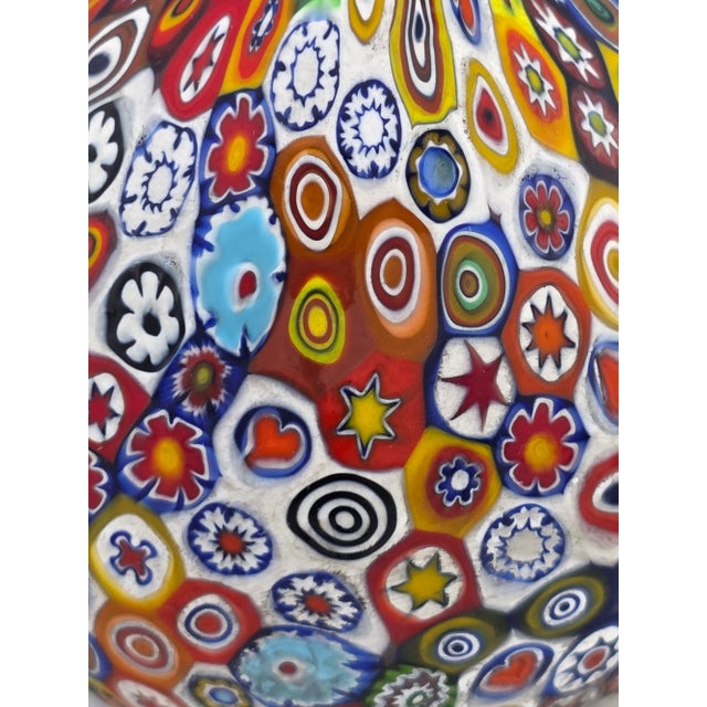 1970s Vintage Fratelli Toso Murano Millefiori Art Glass Vase Pitcher Colorful Floral Italy For Sale - Image 5 of 8