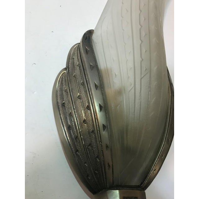 French Art Deco Geometric Sconces Signed by Verrerie Des Hanots - a Pair For Sale - Image 4 of 11
