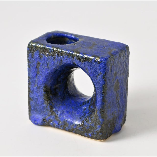 Ceramic Blue Fat Lava Vase by Marius & Hugo van Woerden for Vest Keramiek, 1960s For Sale - Image 7 of 7