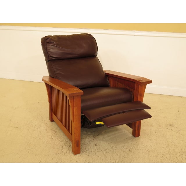 Stickley Mission Style Cherry & Leather Reclining Morris Chair Chairish